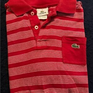 Lacoste Kids Polo in Red with White Stripes